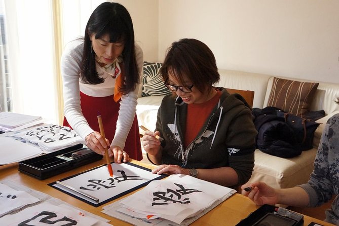 Authentic Japanese calligraphy class in Tokyo! Kanji your name - Practice paper gives you room to make mistakes