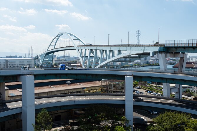 Half day Osaka Bay Area Cycling with E-Assist Bicycle Tour - Namihaya Bridge offers the broadest city views