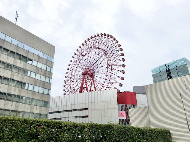 HEP FIVE Ferris Wheel Ticket in Umeda - A red wheel above Umeda