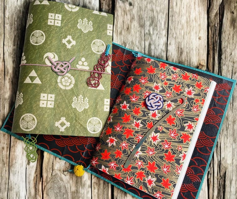 Japanese paper Notebook and Mizuhiki Belt Bookmark Workshop - Tea, sweets, and the studio cat
