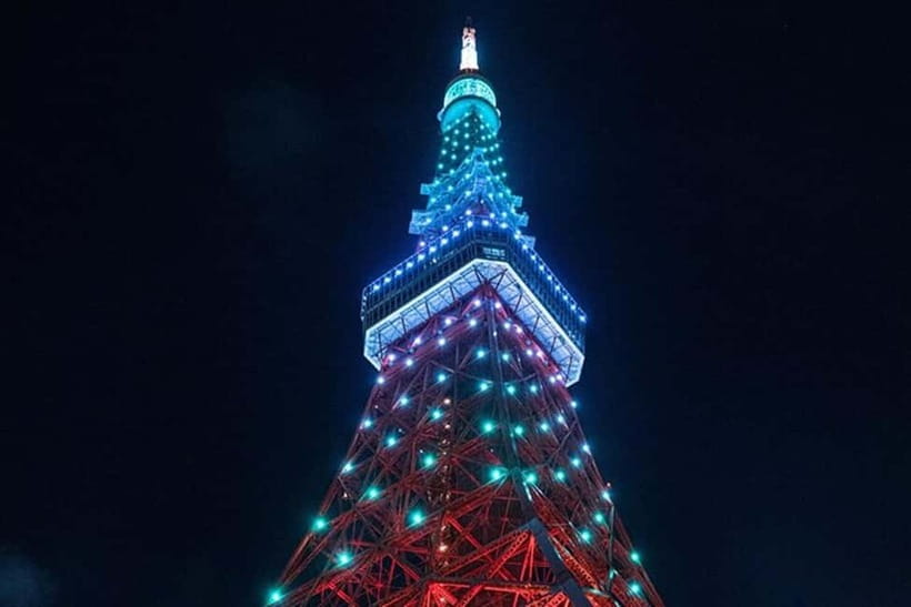 Night E-Scooter Ride to Tokyo Tower - No License Needed - Tokyo Tower Main Deck After Sunset
