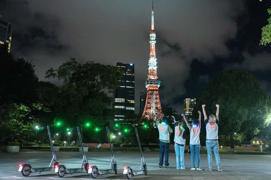 Night E-Scooter Ride to Tokyo Tower - No License Needed - The Return Ride and Included Photos