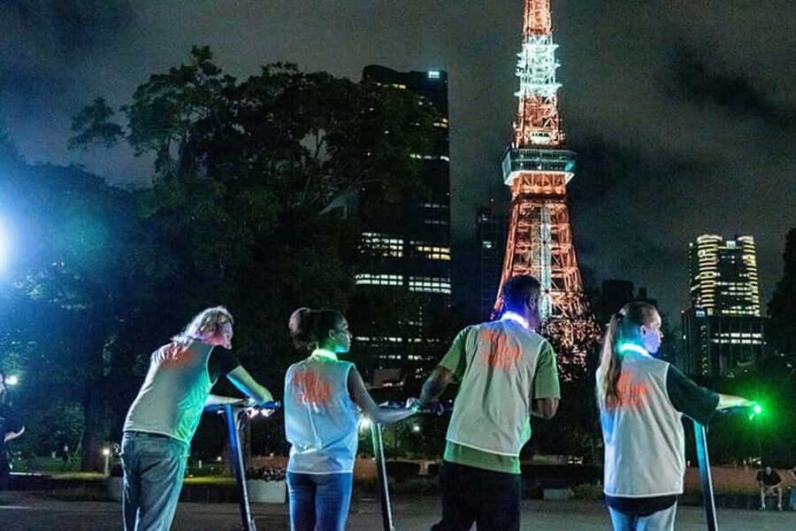 Night E-Scooter Ride to Tokyo Tower - No License Needed - Starting at NEON NEON TOKYO