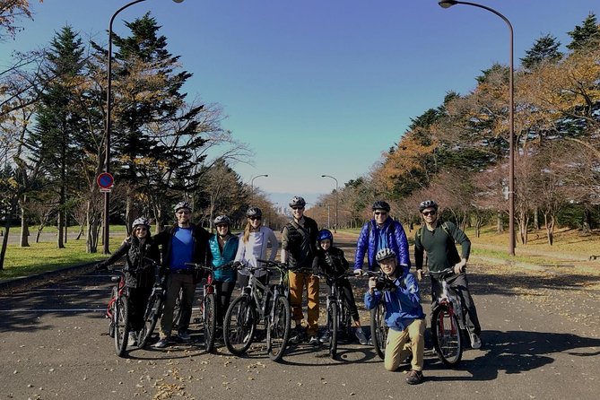 Nopporo Forest Mountain Bike Tour from Sapporo, presenting a retro Cycle cap - The Centennial Memorial Tower and city views