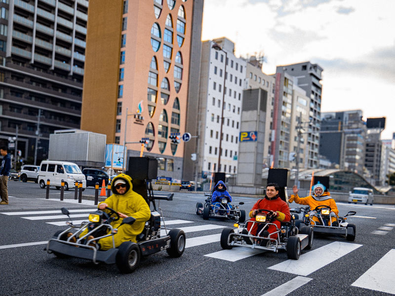 Osaka Go Karting Experience by Akiba Kart - Tsutenkaku and the Shinsekai start