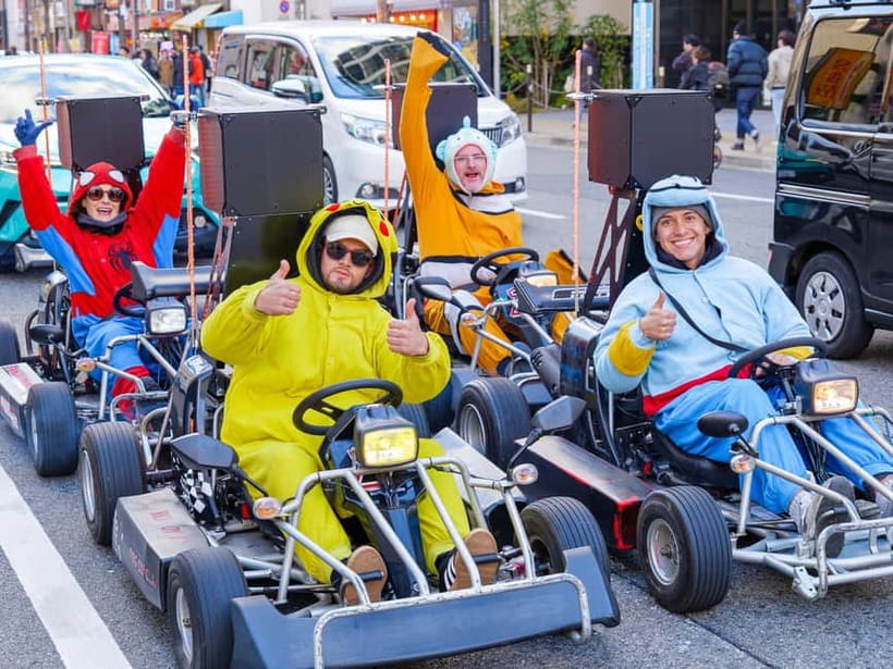 Osaka: Guided Go Karting Tour in a Funny Costume - Choosing a costume before Osaka starts watching
