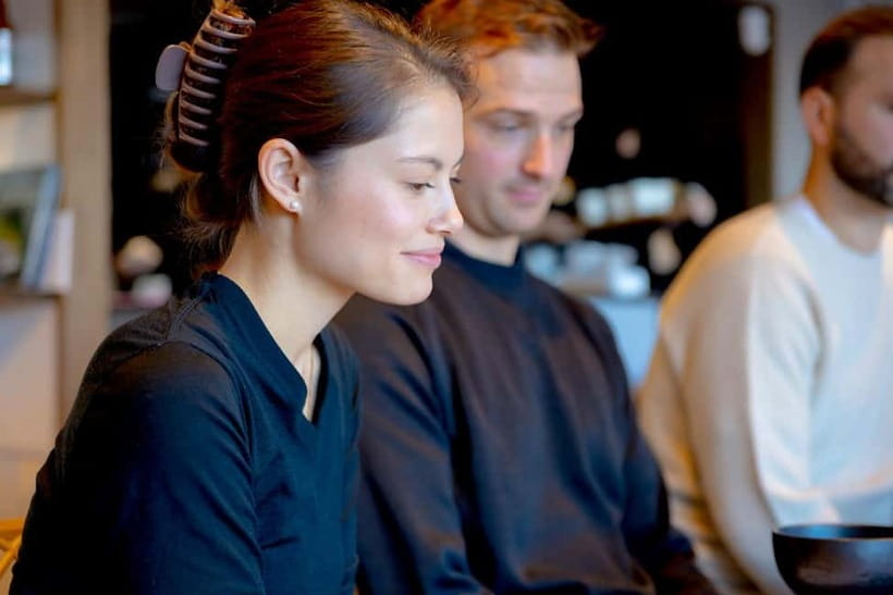 Osaka: Matcha Making Experience with Japanese Sweets - Drinking the tea with Japanese sweets