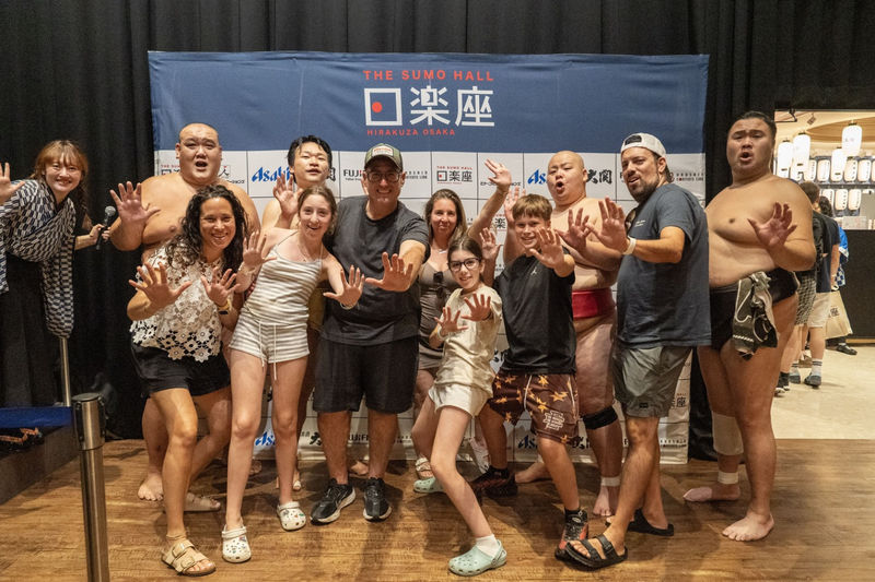 Osaka Sumo Show Experience with Food & Drinks - Learning the moves before the bouts