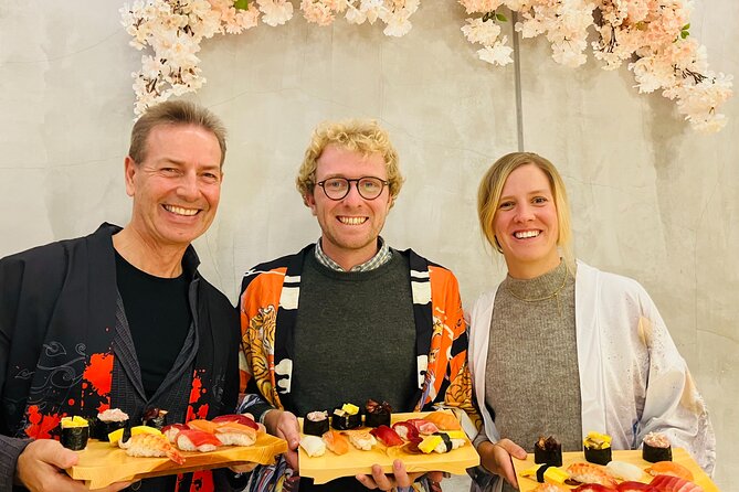 Popular Sushi Making Class near Tokyo Tower - Kimono costumes, samurai props, and photo time