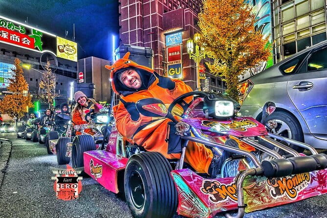 Premium Tokyo Go-Kart Tour in Shibuya to Shinjuku (<em>IDP Required) – Key points to know before booking’ /></p>
<ul>
<li><strong>The legal paperwork matters most:</strong> Bring a printed 1949 Geneva Convention International Driving Permit and your passport. Digital copies do not count.</li>
<li><strong>You cover central Tokyo quickly:</strong> The route includes Shibuya Crossing, Shinjuku, Harajuku Station, and Omotesando Hills in about 75 minutes.</li>
<li><strong>The group is capped at four:</strong> This is a much more intimate setup than a large convoy.</li>
<li><strong>Evening rides earn the strongest praise:</strong> City lights, signs, and the nighttime atmosphere add extra drama.</li>
<li><strong>Photos are included:</strong> You receive photo shooting during the ride and a hard-copy printed photo afterward.</li>
<li><strong>The route returns to the shop:</strong> You finish where you started, at Monkey Adventure Kart Shibuya Shop 2.</li>
</ul>
<h2 id="what-this-tokyo-kart-tour-is-really-like">What this Tokyo kart tour is really like</h2>
<p>IDP Required) – What this Tokyo kart tour is really like’ /></p>
<p><p>This is not a race track session. It is a guided road tour in a custom-built, street-legal go-kart, with the city serving as your backdrop.</p>
</p>
<p><p>You first check in at Monkey Adventure Kart Shibuya Shop 2, located at 3-chōme-17-3 Shibuya, on the first floor of the building. The shop is near public transportation, which helps when you are planning a tightly packed Tokyo day.</p>
</p>
<p><p>Before setting off, the guide gives a safety briefing and explains how to operate the kart. You also receive instructions on road signals and the plan for the route. That briefing is important because this is a real road outing, not an amusement-park ride.</p>
</p>
<p><p>You can choose a fun costume before driving. This adds a playful touch and makes the included photos more memorable, though costumes will not appeal to everyone. If you prefer a simple city ride, you can keep the focus on the streets, buildings, and traffic flow.</p>
</p>
<p><p>The guide leads from the front, allowing you to enjoy the ride without working out each turn yourself. At stoplights, you may have a moment to talk with the guide and take in the surroundings. The small group size also helps the ride feel less like a parade.</p>
</p>
<div class="twil" style="margin: 20px 0; padding: 15px 0;"><p>A few more options to weigh up in Tokyo</p><ul style="margin: 10px 0; padding-left: 0; list-style: none;"><li style="margin: 0 0 12px 0; padding: 0 0 12px 0; border-bottom: 1px solid #eee; line-height: 1.4;"><a href="https://japanvisits.com/tokyo-disney-resort-tokyo-disneyland-tokyo-disneysea-park-tickets/">Tokyo Disney Resort – Tokyo Disneyland & Tokyo DisneySea Park Tickets</a><br><span style="font-size: 0.82em; color: #555;"><span style="color: #1F4287;">★</span> 4.8 &nbsp;&middot;&nbsp; 99,488 reviews</span></li><li style="margin: 0 0 12px 0; padding: 0 0 12px 0; border-bottom: 1px solid #eee; line-height: 1.4;"><a href="https://japanvisits.com/shibuya-sky-ticket/">SHIBUYA SKY Ticket</a><br><span style="font-size: 0.82em; color: #555;"><span style="color: #1F4287;">★</span> 4.7 &nbsp;&middot;&nbsp; 46,509 reviews</span></li><li style="margin: 0; padding: 0; border-bottom: none; line-height: 1.4;"><a href="https://japanvisits.com/jr-whole-japan-rail-pass/">JR Whole Japan Rail Pass</a><br><span style="font-size: 0.82em; color: #555;"><span style="color: #1F4287;">★</span> 4.8 &nbsp;&middot;&nbsp; 29,150 reviews</span></li></ul></div><h2 id="shibuya-crossing-begins-the-show">Shibuya Crossing begins the show</h2>
<p><img width="669" height="446" decoding="async" src=