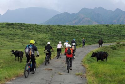 Private E-MTB guided cycling around Mt. Aso volcano & grasslands