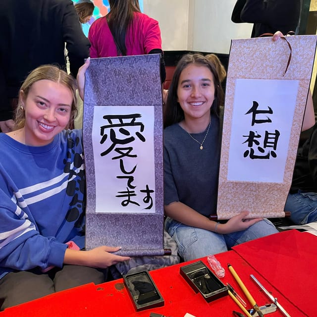 Tokyo: Calligraphy on Kanji Fan & Scroll with Drink - Creating the Fan and Hanging Scroll